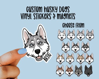 Custom Siberian Husky Vinyl Stickers and Magnets | Siberian Husky | Waterproof Vinyl Stickers