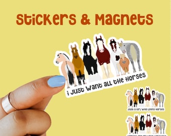 Horse Stickers and Magnets, Water Bottle Stickers, Laptop Stickers