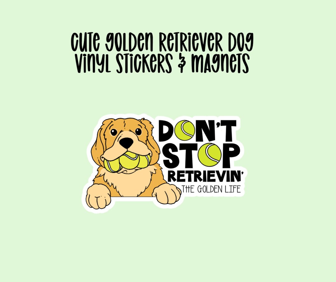 Golden Ririverer Sticker Golden Retriever Vinyl Stickers & Magnets, Water Tumbler Sticker ...