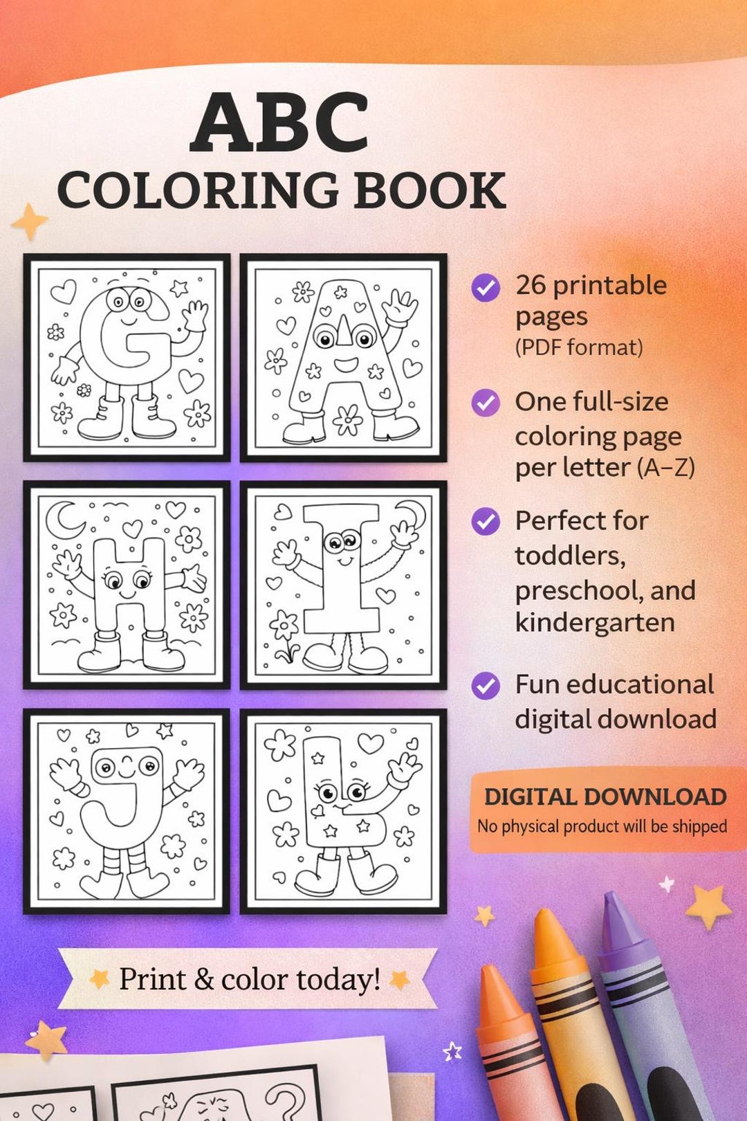 ABC Coloring Book for Kids | Alphabet Coloring Pages | Printable ...
