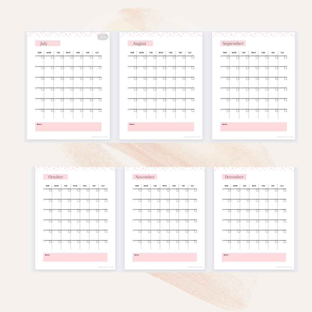 Monthly Blank Printable, Simple Calendar, PDF Printable - Etsy