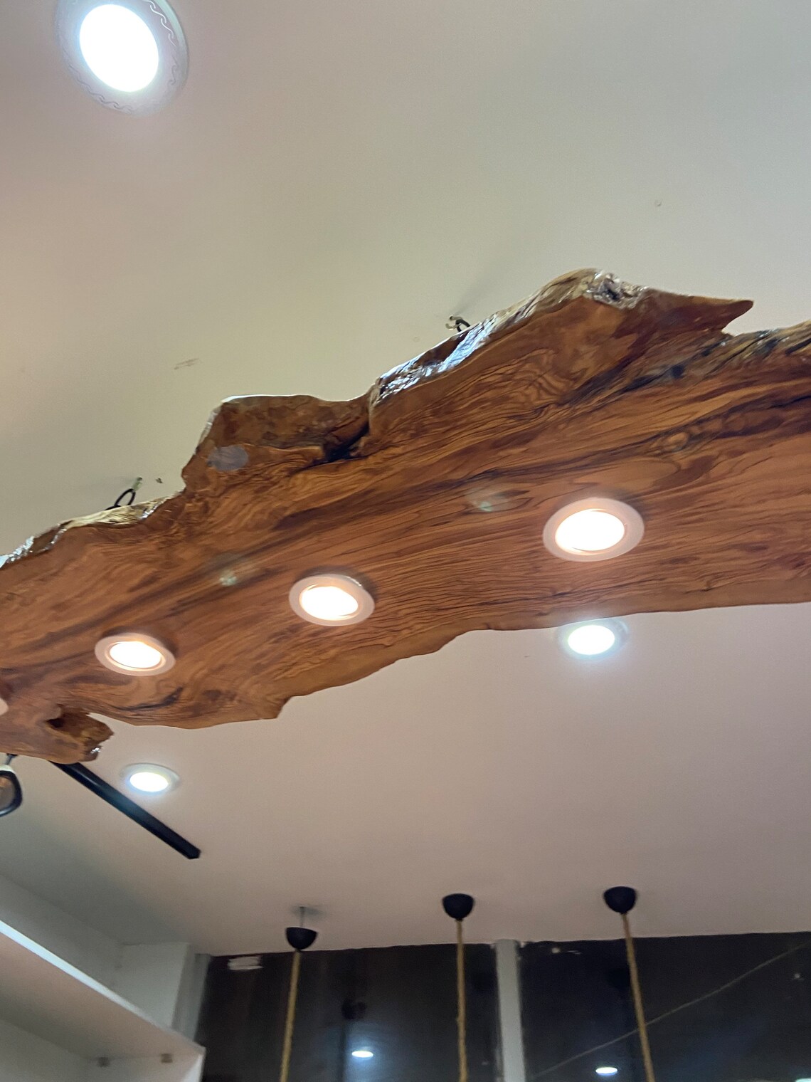 Live Edge Chandelier Handmade Olive Wood Light Fixture Etsy