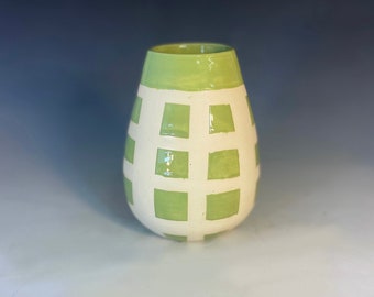 Ceramic Sage Checkered Vase