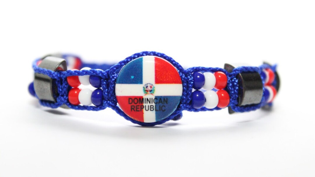 Beaded Bracelet Dominican Flag Etsy