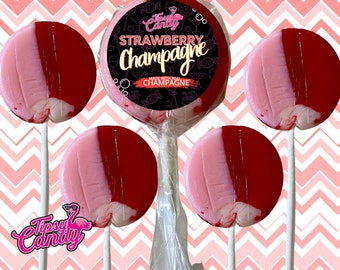 Alcoholic Champagne, Strawberry & Cream Lollies  lollies - Gift for him - Gift for her - Alcoholic candy - Christmas - Stocking filler