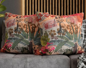 Vintage Hawaiian Hula Dancer Pillowcase: Tropical Aloha Home Decor