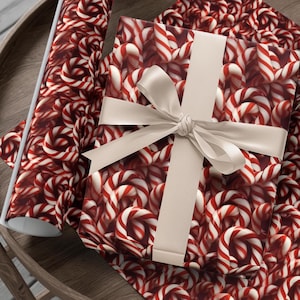 Candy Cane Wrapping Paper, Christmas Wrapping Paper,Candy Gift Wrap,Holiday Gift Wrap,Christmas Birthday Gift Wrap,Festive Holiday Gift Wrap