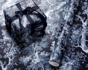 Navy Blue Toile Wrapping Paper: Waverly Inspirations Print
