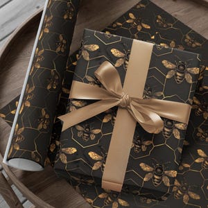 Golden Honey Bees Gift Wrapping Paper: Printed Art Paper
