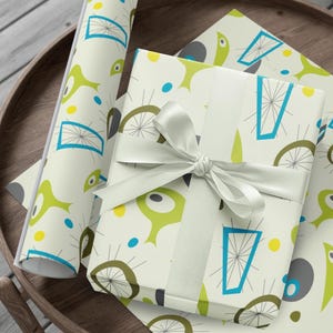 Retro Atomic Alien Wrapping Paper: Mid-Century Modern Gift Wrap