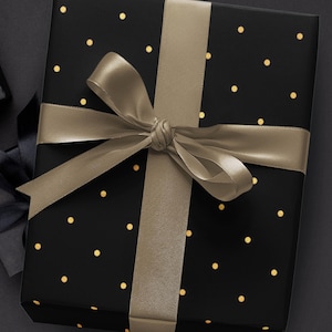Black Gift Wrap with Gold Dots: Elegant Holiday Wrapping Paper