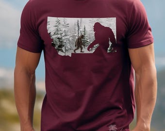 Montana Forest Bigfoot Tee: Sasquatch Graphic, Nature Hiking Shirt