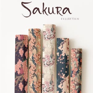 Sakura Cherry Blossom Gift Wrapping Collection, Japanese inspired Gift Wrap image 1