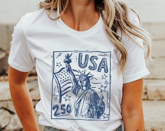 Doodle Sketch 1776 2026 250th Anniversary Statue of Liberty Tee, American Flag Celebration Shirt, 4th Of July Birthday Shirt