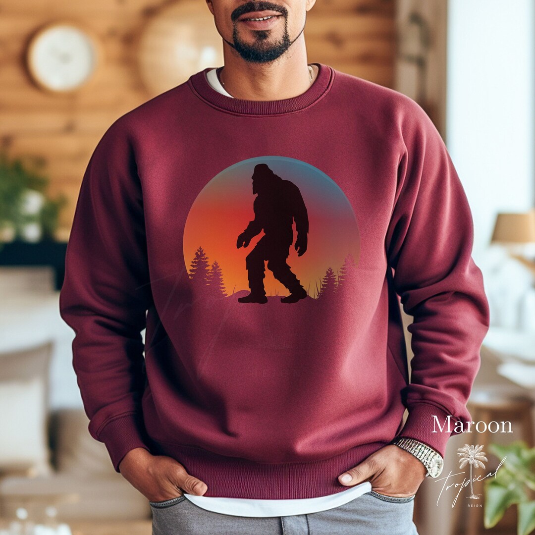 Bigfoot Sweatshirt, Bigfoot Evergreen Forest Gift, Camping Sasquatch ...