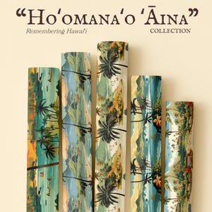 Retro Tropical Island Landscape Gift Wrap Paper | Vintage Palm Beach Pattern