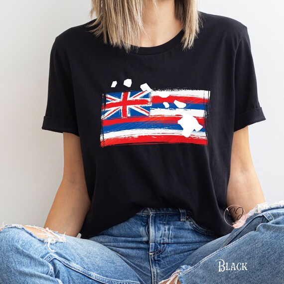 Hawaiian Flag Shirt, Hawaii Flag Shirt for Her, 808 Hawaii Tee - Main Image