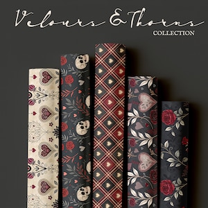 Dark Gothic Red Rose Wrapping Paper Gift Wrap Papers | Romantic Heart Floral