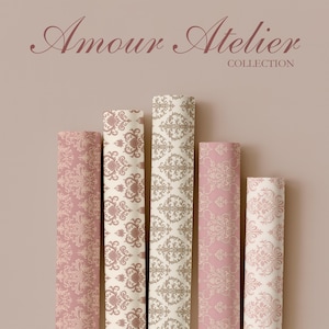 Blush Pink Victorian Damask Gift Wrap Papers, Baroque Floral Wrapping, Vintage Paper Rolls