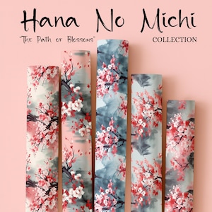 Japanese Cherry Blossom Watercolor Gift Wrap Collection