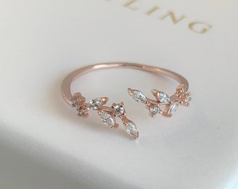 18K Gold Plated Minimal Leaf Rose Gold Ring • Minimal Rose Gold Ring • Rings For Woman • Minimalist Jewelry • Trendy Design • Gold Jewelry