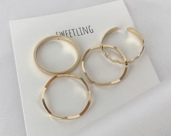 4pcs Gold Stackable Rings • Stackable Delicate Ring Set • Gold Stacking Ring • Minimalist Jewelry • Trendy Design• Gold Jewelry • Gold Rings