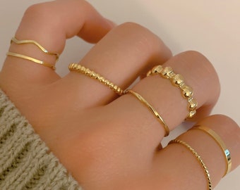 7pcs Minimal Gold Stackable Rings • Stackable Delicate Ring Set • Gold Stacking Ring • Minimalist Jewelry • Trendy Design • Gold Jewelry