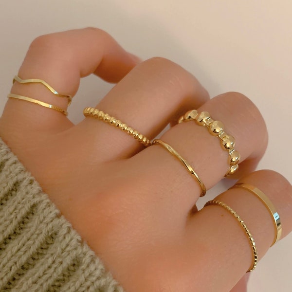 7pcs Minimal Gold Stackable Rings • Stackable Delicate Ring Set • Gold Stacking Ring • Minimalist Jewelry • Trendy Design • Gold Jewelry