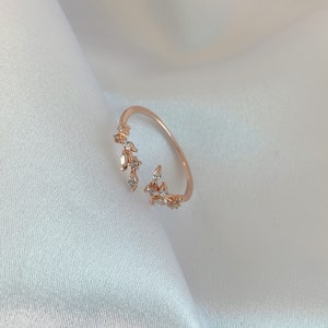 18K Gold Plated Rose Gold Leaf Ring For Women Gift For Anniversary Free Size Ring Lover Simple Adjustable Cuff Ring Minimal Jewelry image 9