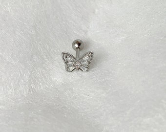 Silver Butterfly Earring, Stainless Steel Dainty Silver Earring, Silver Stud Earring, Minimalist Jewelry, Gift For Her, Delicate Earring