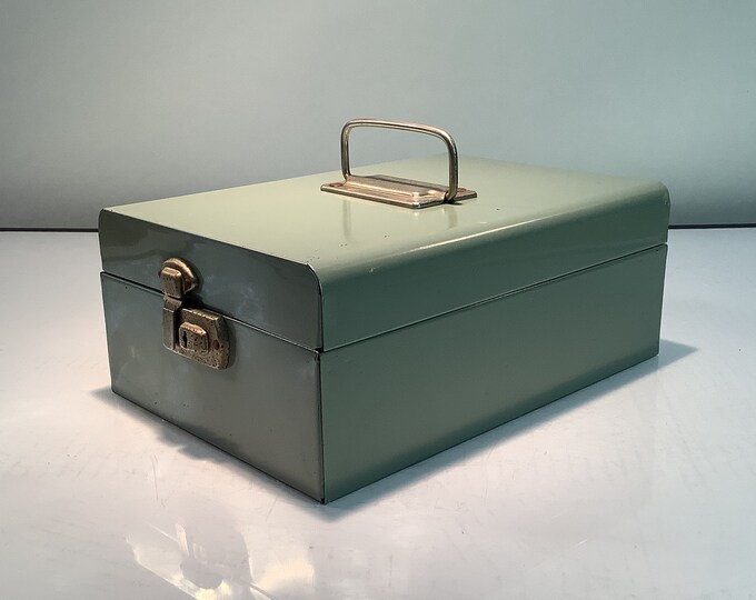 Sage Green Metal Lock Box With Key Etsy