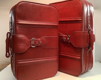 Marvelous Red Vintage Luggage Set