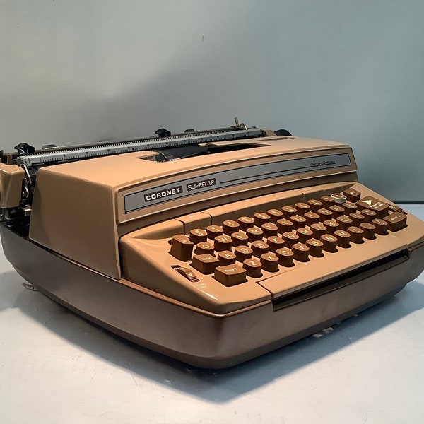 Refurbished Toffee Brown Coronet Super 12 Smith and Corona Portable Electric Typewriter