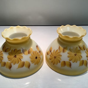 Retro Yellow Floral Milk Glass Globes