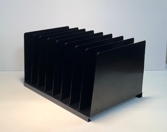Jet-Black Metal Desktop File Organizer