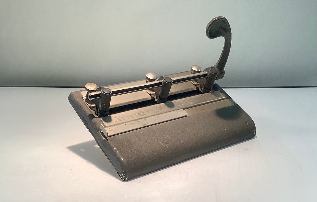 Two-hole Punch, Paper Hole Puncher, Metal Boston Brand Grey Vintage Office  Supply, Retro School Supplies 