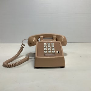 Vintage Pink Beige Push Button Phone