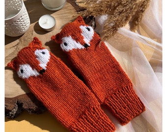 Knitted Fox mittens