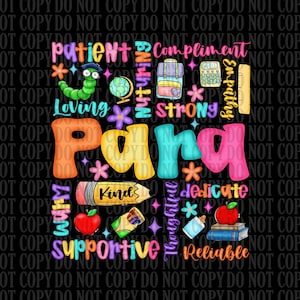Para Typography PNG: Paraprofessional Appreciation, Back To School (Digital Download)