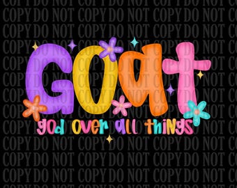 GEIT God over alle dingen PNG: preppy christelijk ontwerp (digitale download)