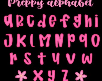 Preppy Doodle Alphabet PNG Bundle, Bright Letters Clipart (Digital Download)