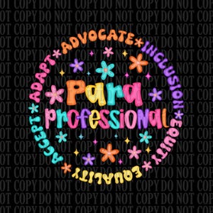 Teacher Floral PNG: Preppy Paraprofessional Design (Digital Download)