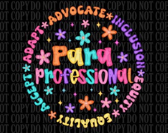 Teacher Floral PNG: Preppy Paraprofessional Design (Digital Download)