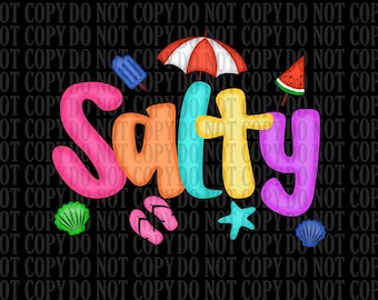 Trendy Salty Summer PNG: Beach Vibes (Digital Download for Commercial Use)