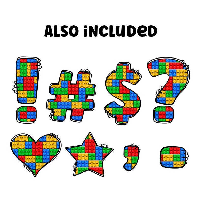 Alphabet Blocks PNG: Birthday Letters Bundle (digital Download) - Etsy