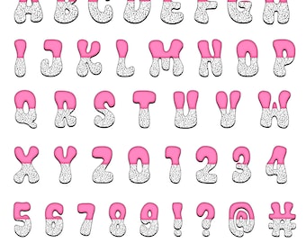 Preppy Doodle Alphabet PNG Bundle: Colorful A-Z 0-9 Font (Digital Download)