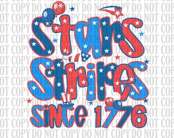 Retro 4th of July PNG: Preppy Stars & Stripes USA Design (Digital Download)