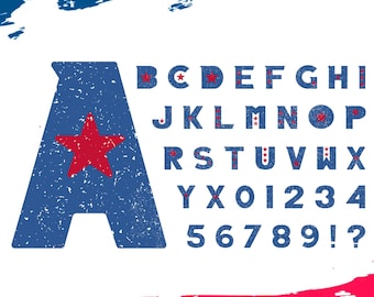 Patriotic Alphabet PNG Bundle: Retro 4th of July Letters (Digital Download