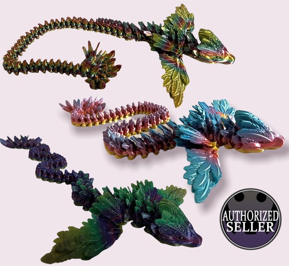 Crystal Dragon 3D Printed Articulated Fidget Toy Tik Tok tri colored