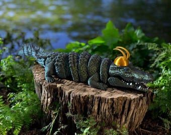 3D-geprinte 13 inch realistische flexibele/gelede krokodil, fidget/sensorisch speelgoed, cadeau voor verjaardag/voor hem/voor haar